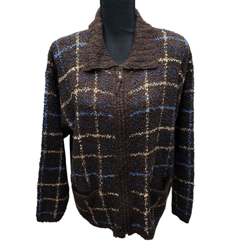 NWT VINTAGE 80s JANTZEN BOUCEL KNIT CARDIGAN SWEATER WOMENS SIZE PL‎